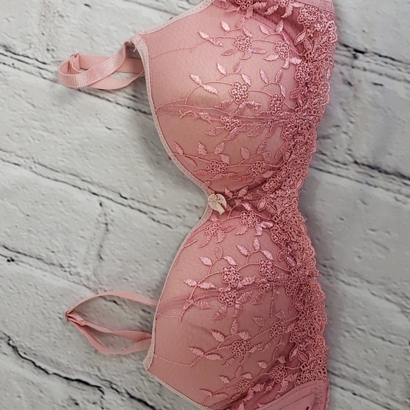 RAMPAGE Pretty Sexy Lace Pink Bra 36C Lightly Padded Underwire Gently Used - Picture 3 of 7